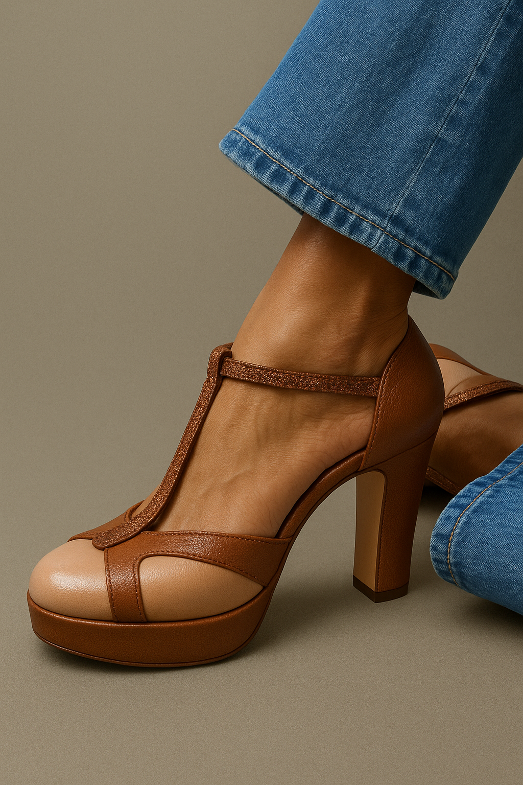 OLIVIA – RETRO GLAM T-BAR HEELS