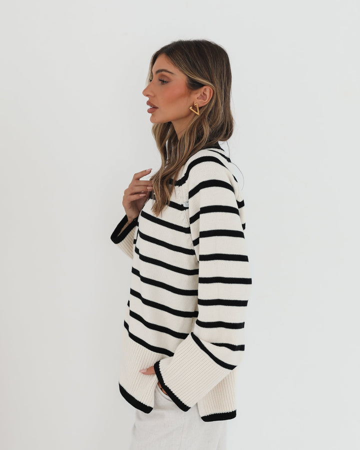 Levara Cardigan - Cream Stripe