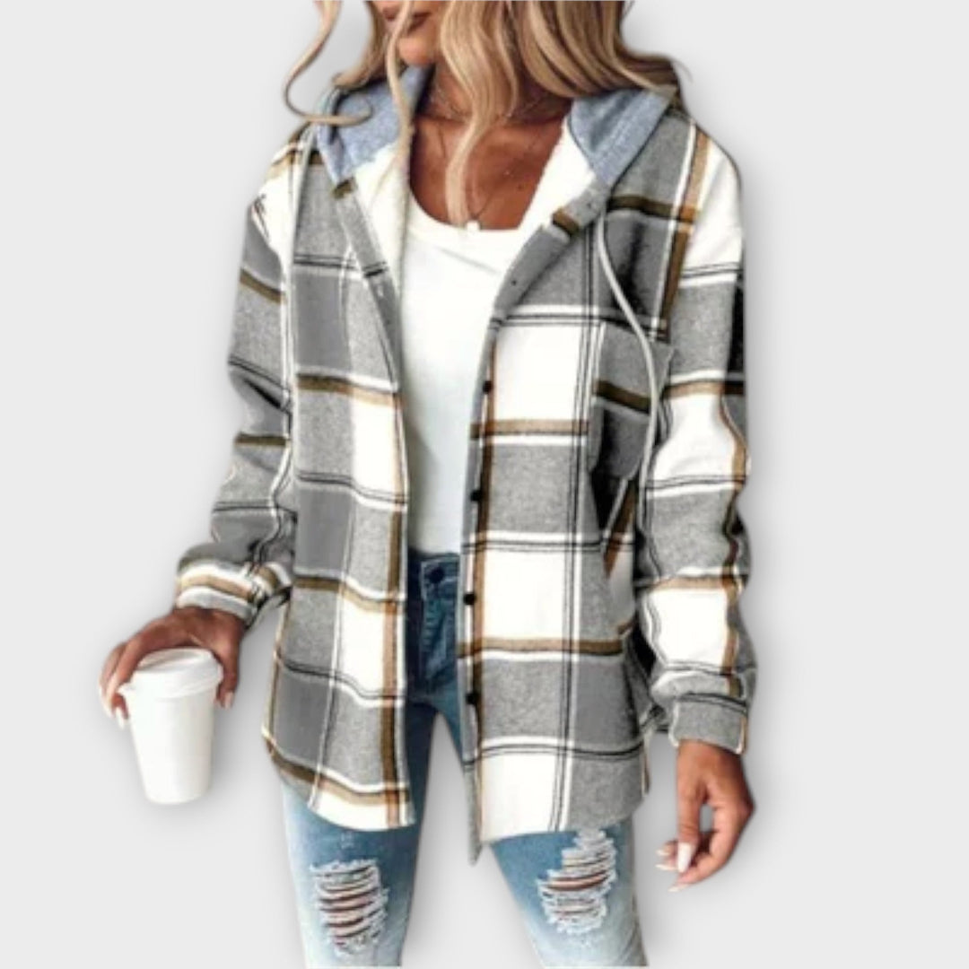 MADISON – RELAXED CHIC PLAID HOODED JACKET