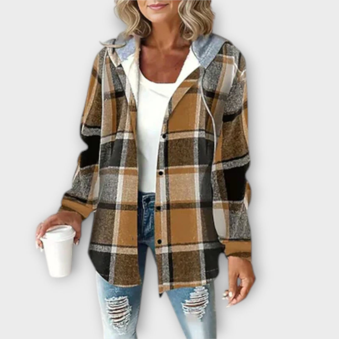 MADISON – RELAXED CHIC PLAID HOODED JACKET