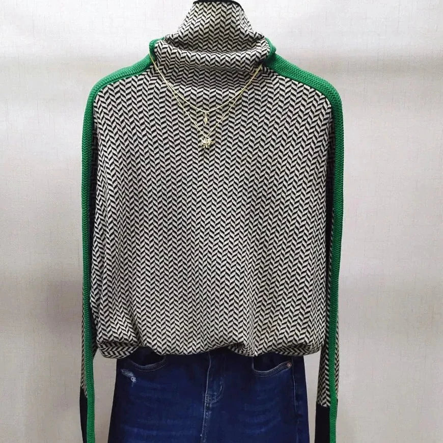 Women's houndstooth turtleneck sweater
