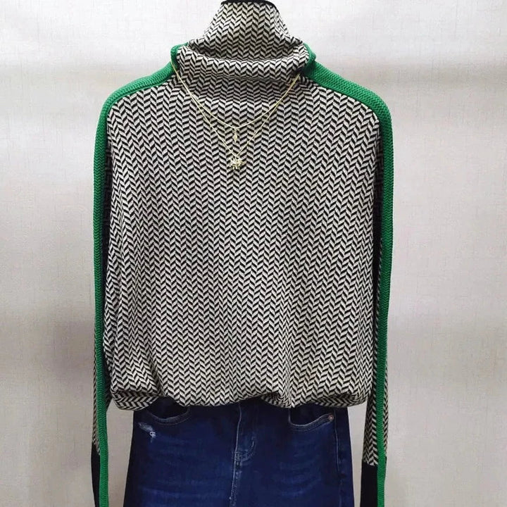 Women's houndstooth turtleneck sweater