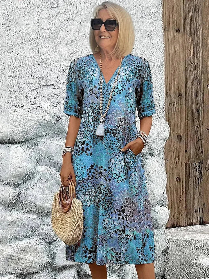 VELINA – LEOPARD LACE V-NECK SUMMER DRESS