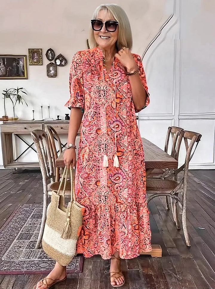 REVAYA – BOHEMIAN PAISLEY TASSELPOCKET TUNIC DRESS