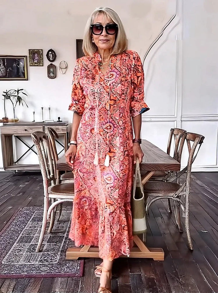 REVAYA – BOHEMIAN PAISLEY TASSELPOCKET TUNIC DRESS