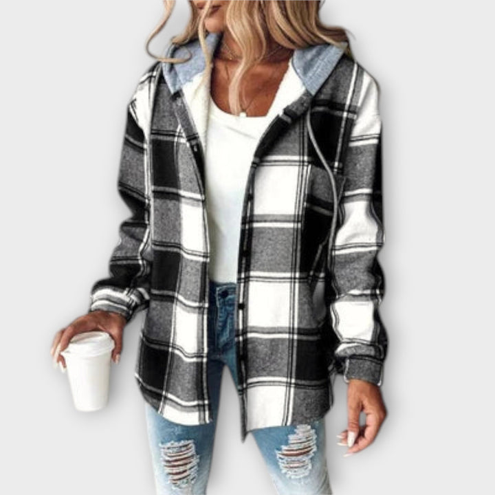 MADISON – RELAXED CHIC PLAID HOODED JACKET