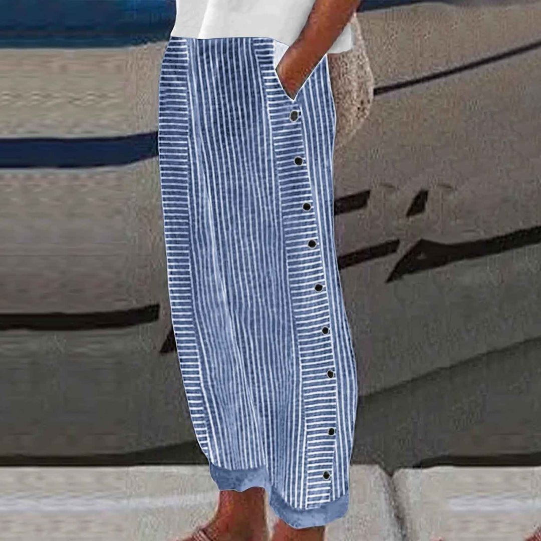 MILA – STRIPED RELAXED BUTTON PANTS
