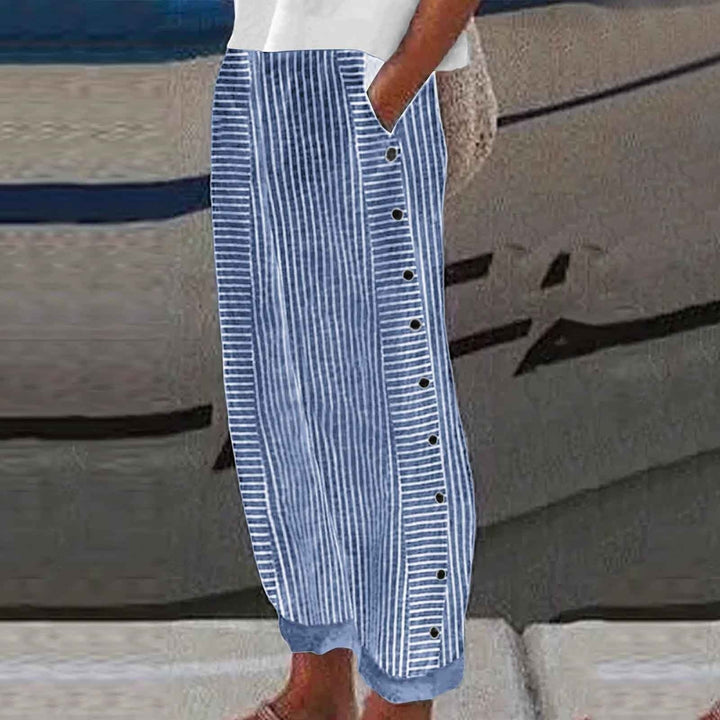 MILA – STRIPED RELAXED BUTTON PANTS
