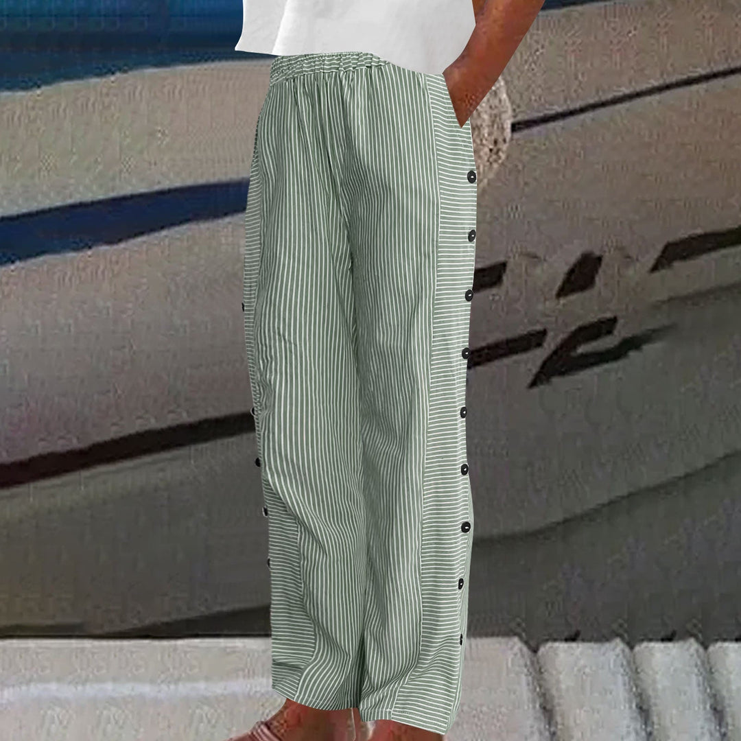 MILA – STRIPED RELAXED BUTTON PANTS