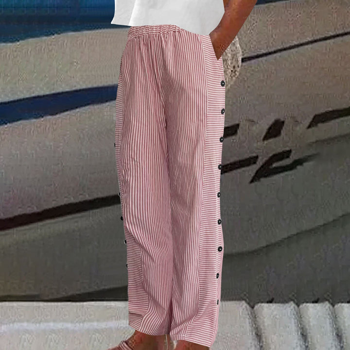 MILA – STRIPED RELAXED BUTTON PANTS