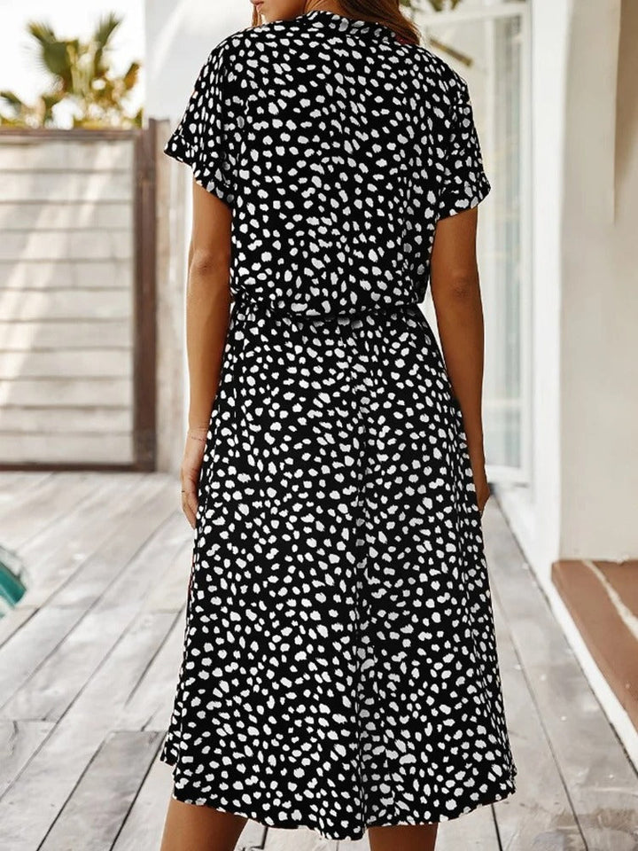 ZARA – SOFT-SPOTTED BUTTON-UP MIDI DRESS