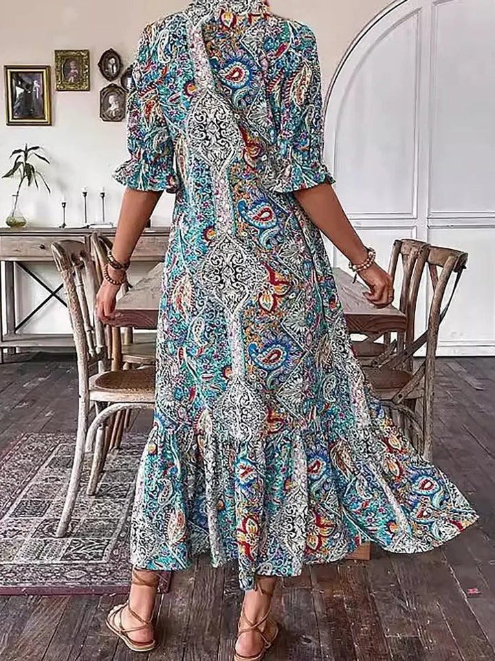REVAYA – BOHEMIAN PAISLEY TASSELPOCKET TUNIC DRESS